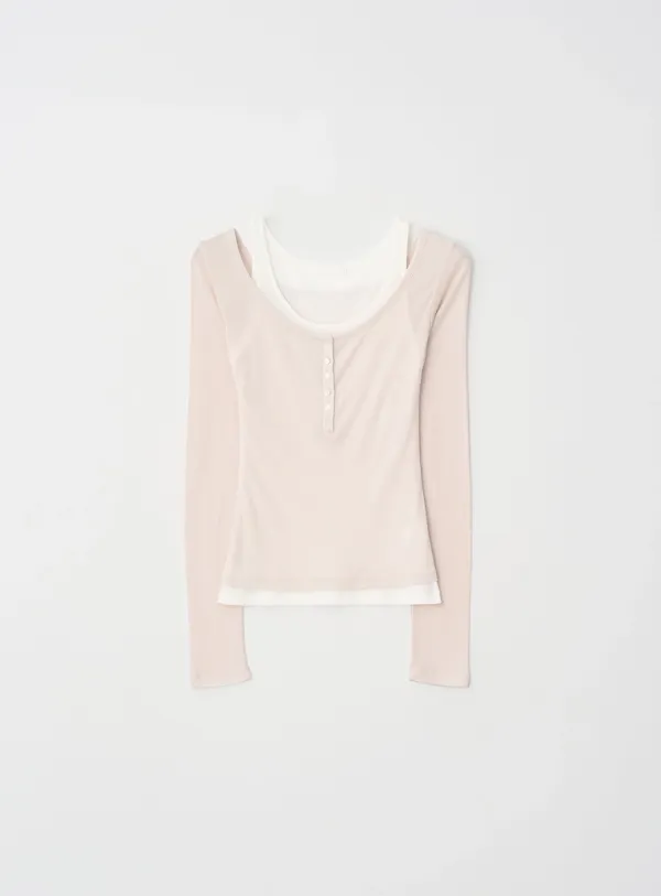 [6TH]Baby button layered tee(4color)