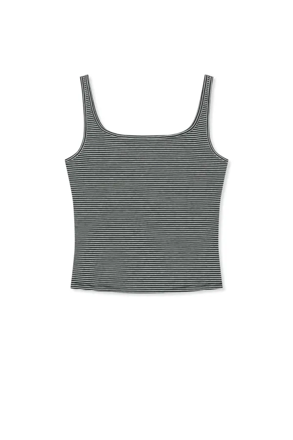 SQUARE NECK CROPPED TANK TOP IN BLACK