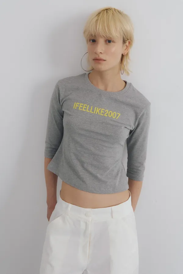 Like 3/4 Sleeve  T-shirts_Grey