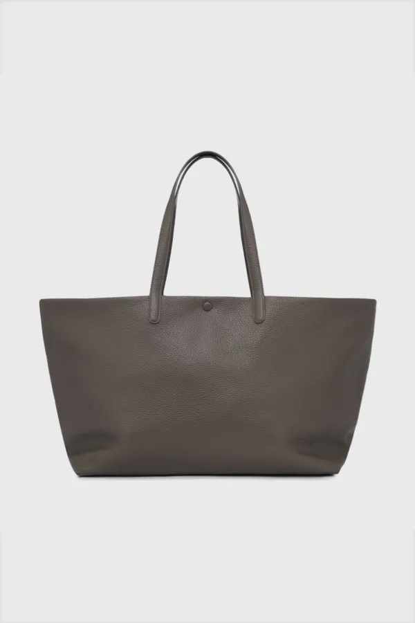 [Exclusive] Handle Leather Tote Bag (Khaki Beige / Black)