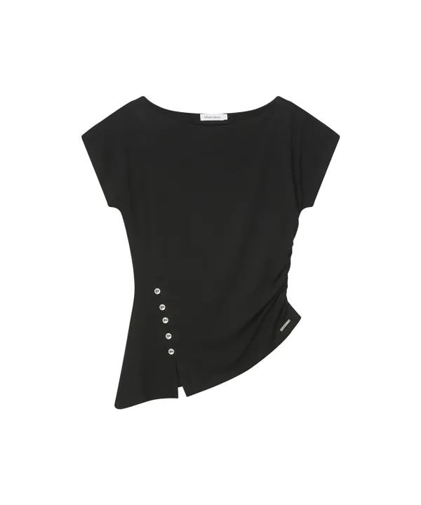Side shirring slit top BLACK