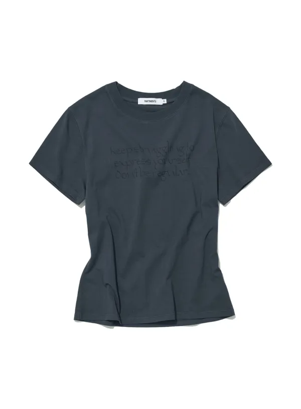 [WOMEN] DBR SLOGAN PRINTED SHORT SLEEVE TEE_BLUE GREY