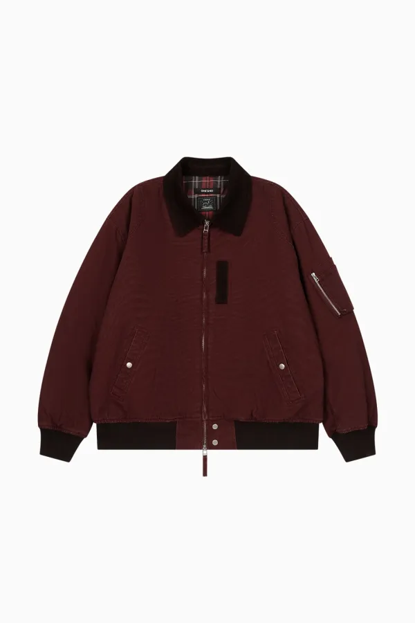 WASHED COTTON BLOUSON, BURGUNDY