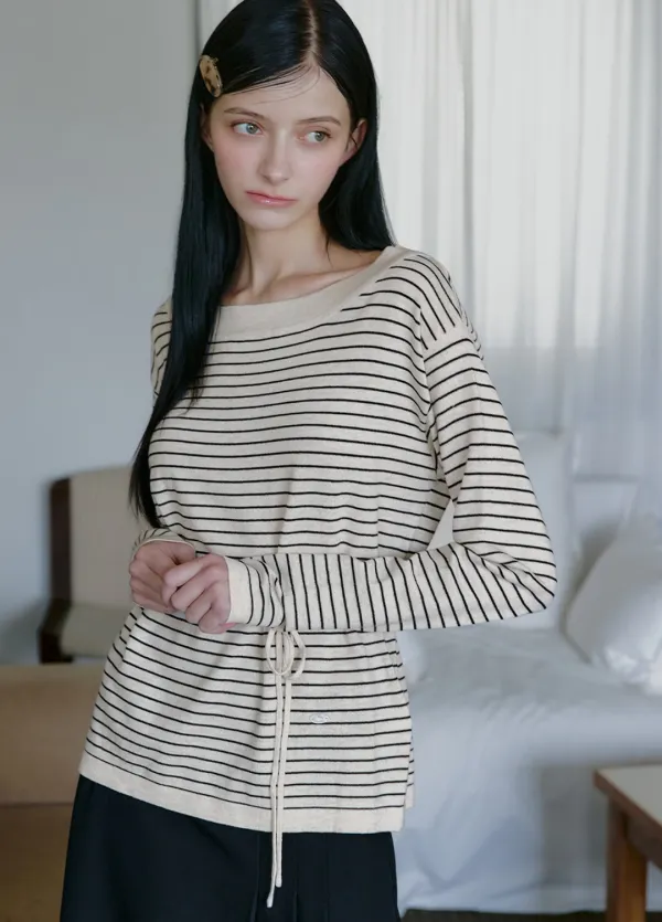 [44-120]  Lyrida Boatneck Knit  리리다 보트넥 니트 (가을-봄-데일리룩-데이트룩-출근룩-격식룩-데일리니트-보트넥-여리핏-베이직-기본니트-롱슬리브-스트라이프-긴팔니트-자체제작)