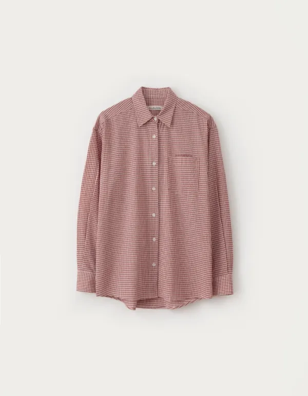 Check Heart Point Over-Fit Shirt - Red