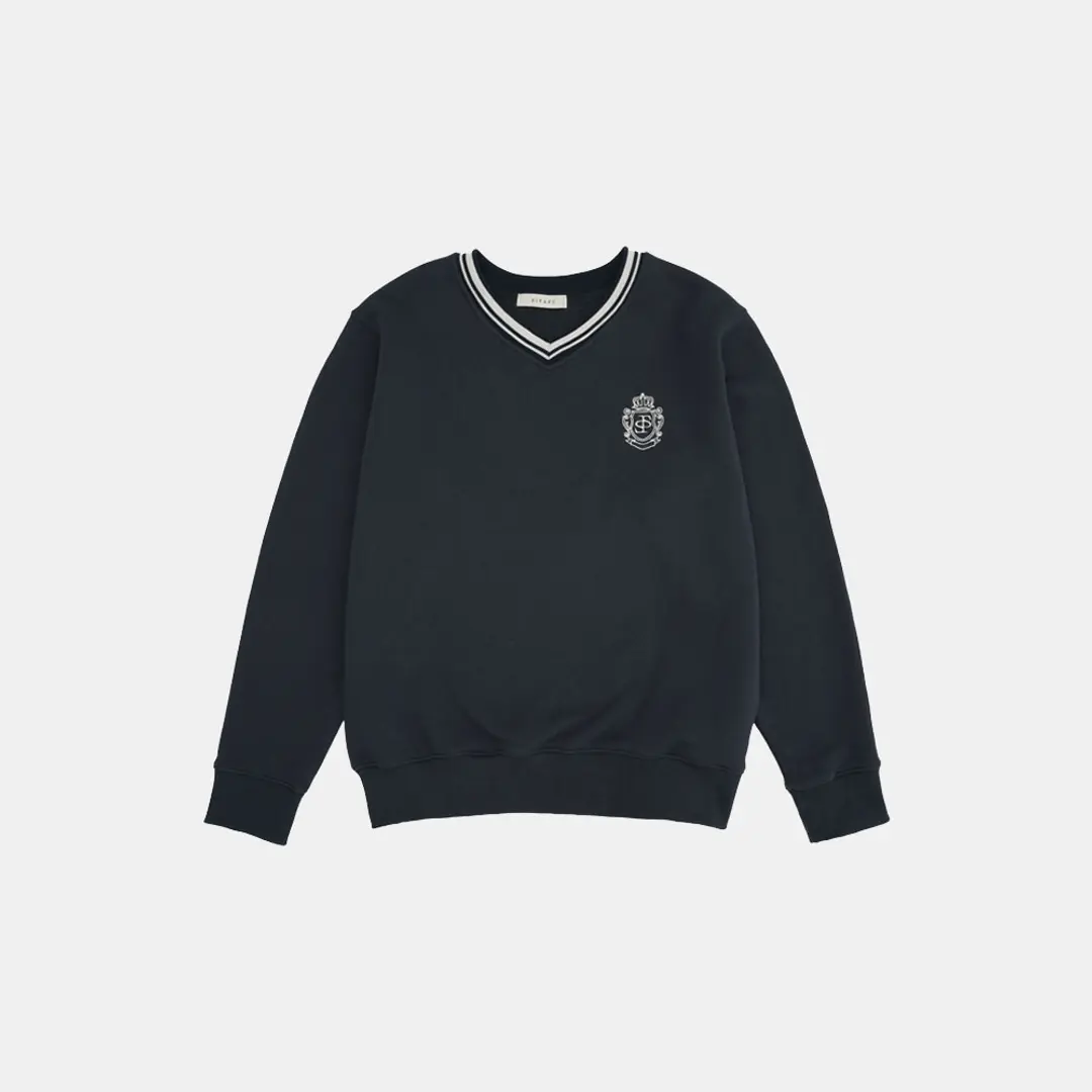 시야쥬 SITP5180 브이넥 로열 자수 맨투맨_Navy 상품 이미지 2