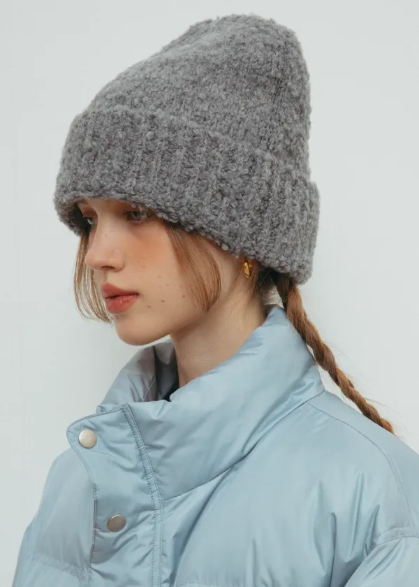[Exclusive] Fluffy Snow Boucle Beanie - Charcoal