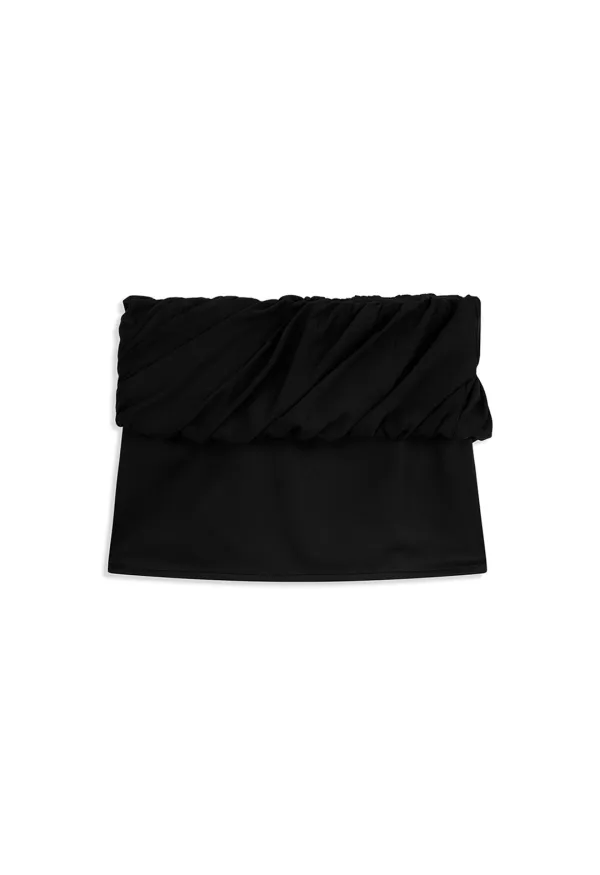 ROLLED WAIST MINI SKIRT, BLACK