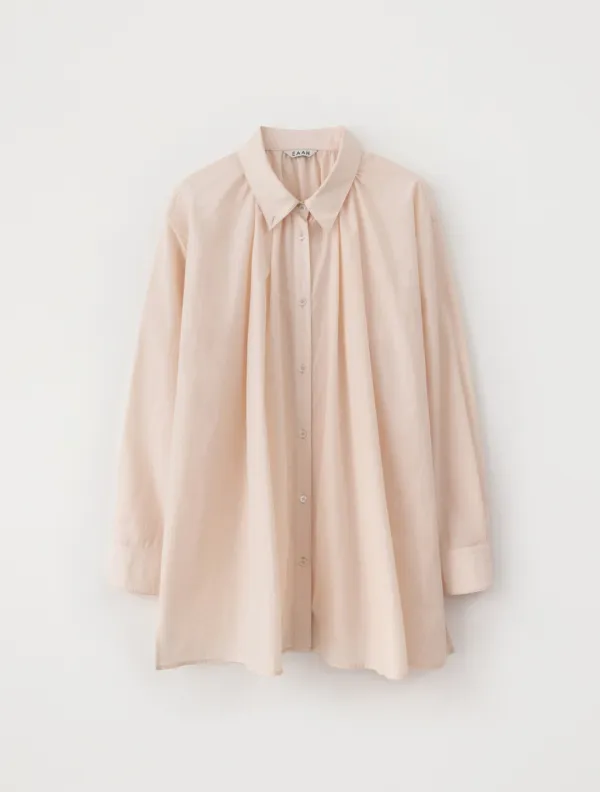 High Neck Shirring Shirt (Peach)