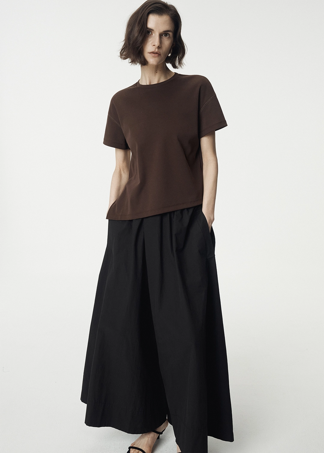 우마뭉 Poplin Maxi Culotte Pants_Black 상품 이미지 2