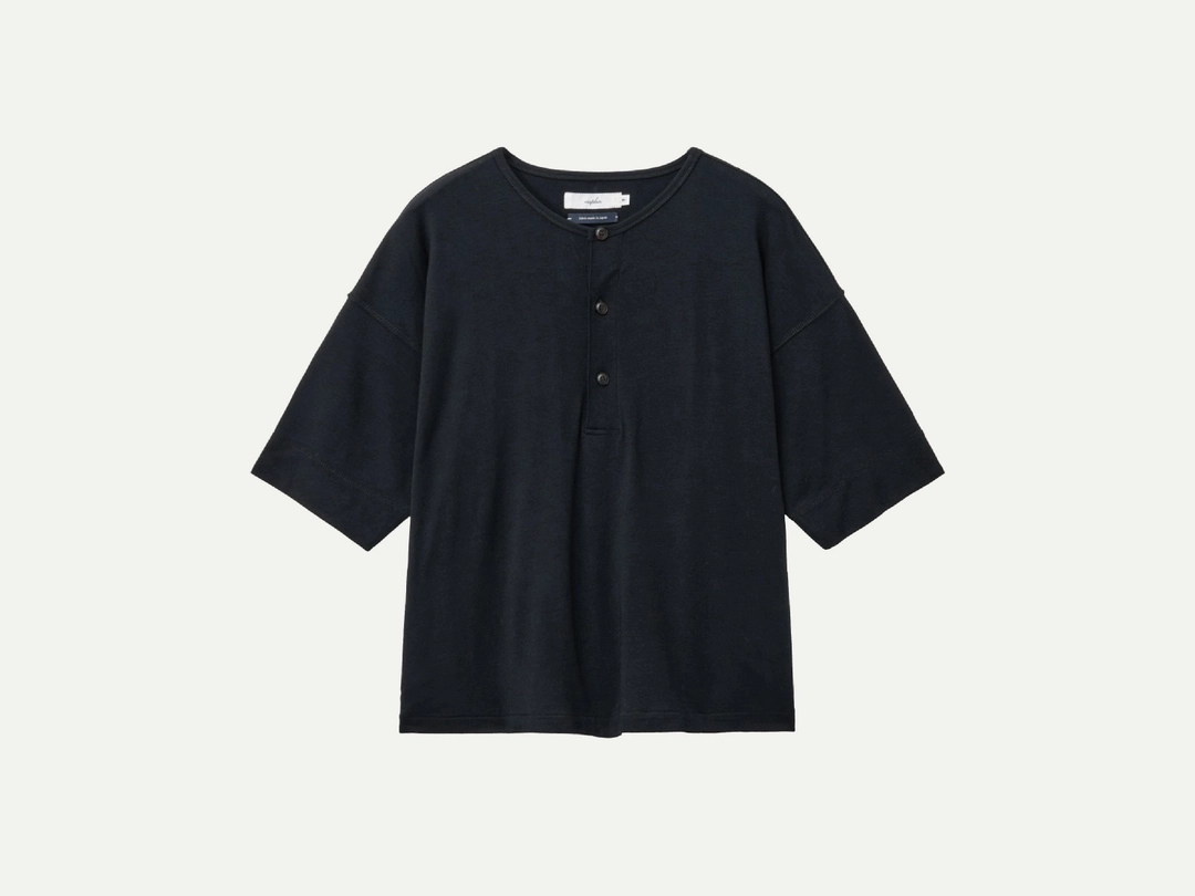 비아플레인 Via Henleyneck short sleeve T-shirt (Black) 상품 이미지 1