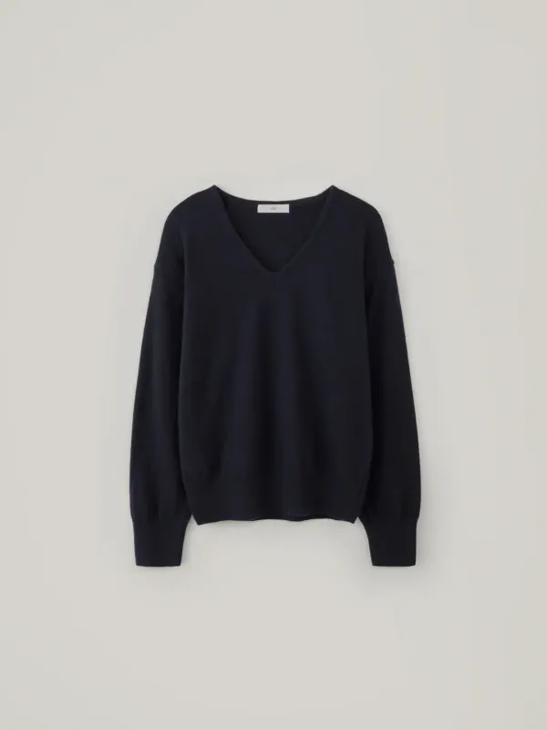 [Cashmere] Dolce V-Neck Knit - Navy