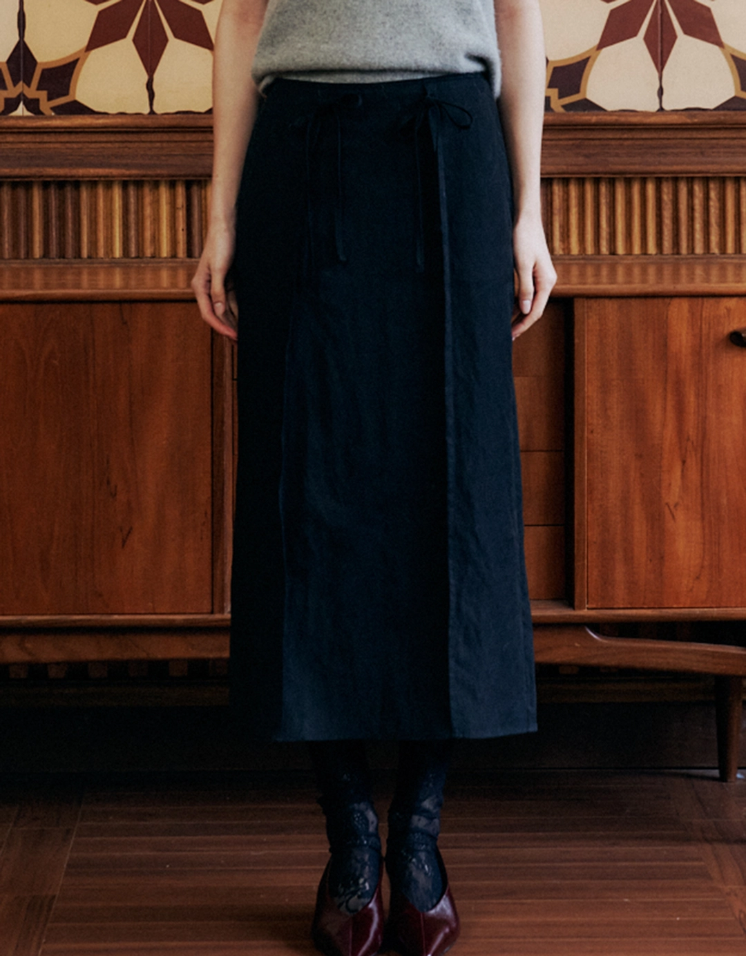 러브어스유 Friends Ribbon Skirt (Black) 상품 이미지 1