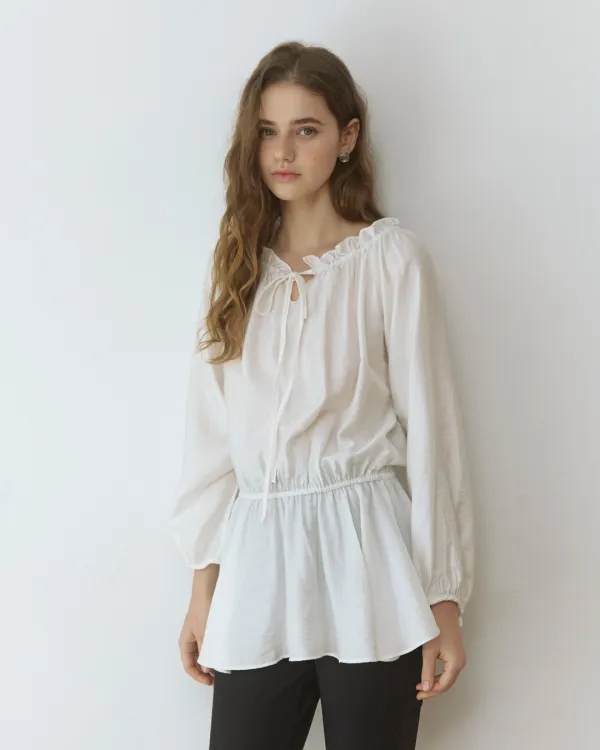 [단독] Layered two way frill blouse - ivory