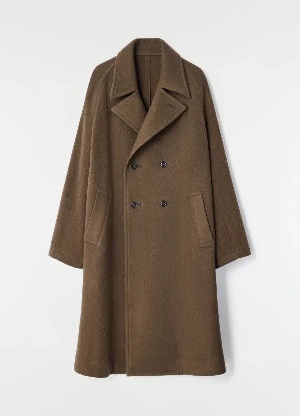 DOUBLE-BREASTED COAT IN FELTED WOOL AND ALPACA BLEND