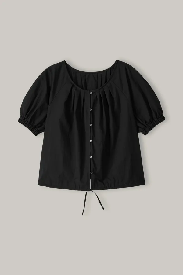 Two-way Shirring Blouse (Black)