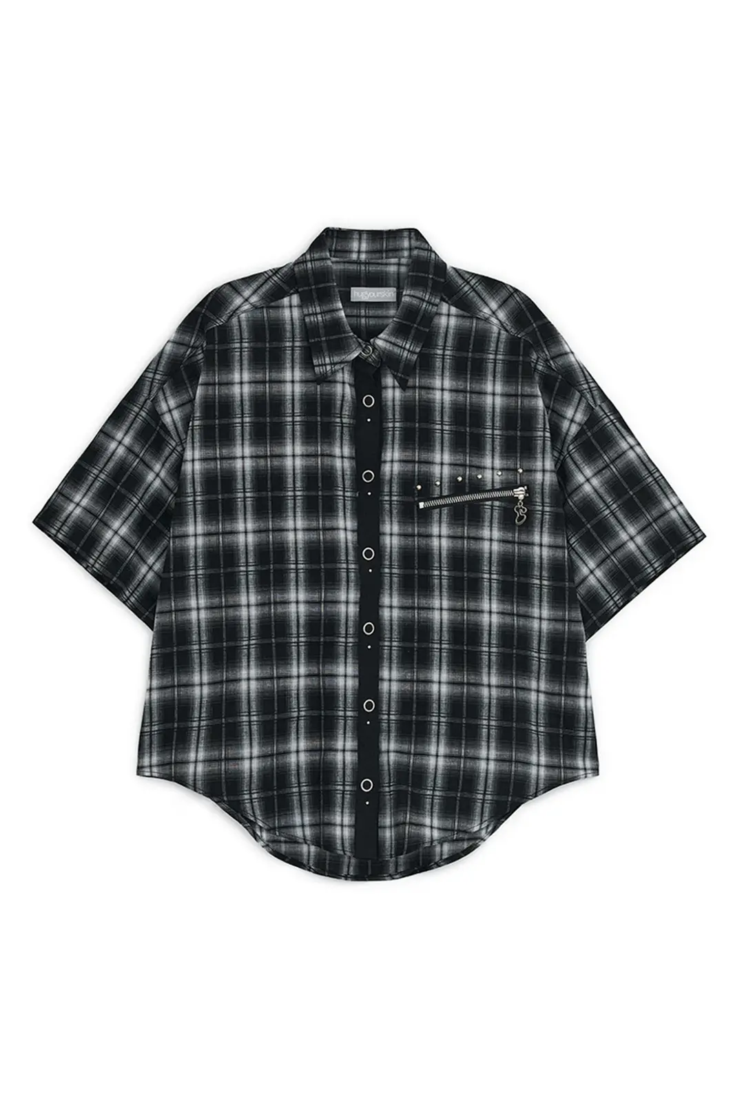허그유어스킨 Studded check shirts (Black) 상품 이미지 1