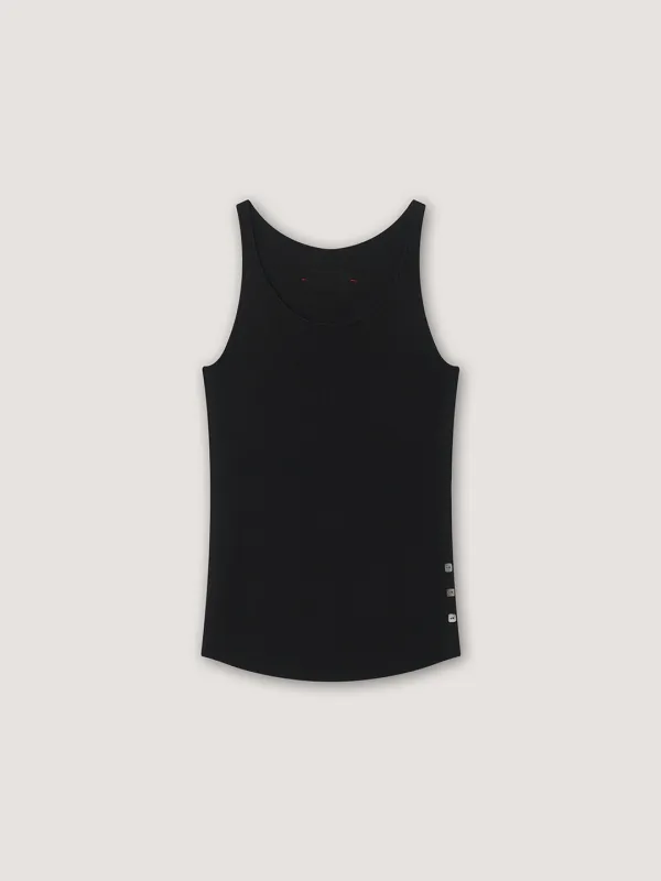 Square Button Knit Sleeveless - Black