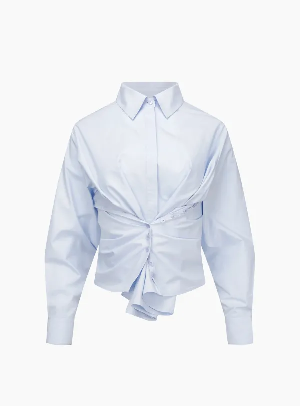 WRAP COTTON SHIRT (SKY BLUE)