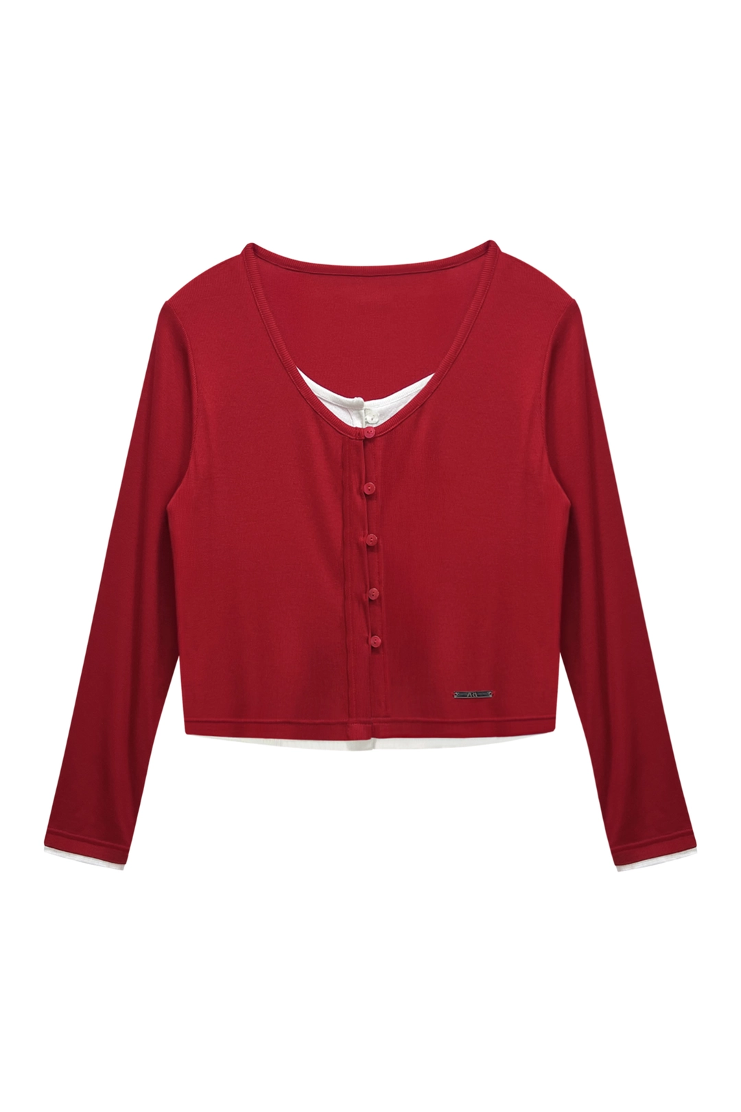 아리 LYLA LAYERED CARDIGAN / RED-WHITE 상품 이미지 1