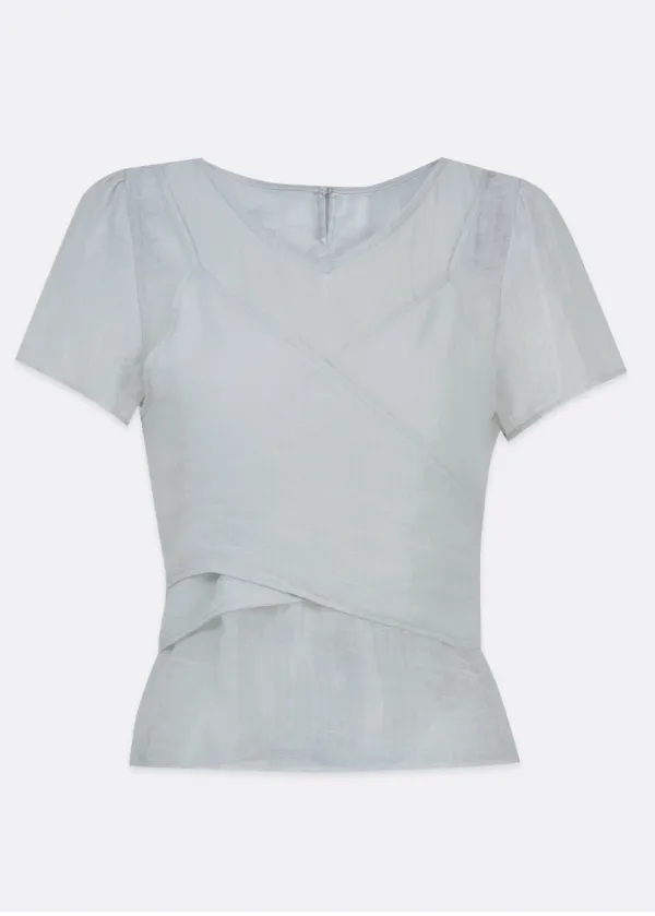  [44-120]  Hebedi Sheer Bustier Blouse  헤베디 시어 뷔스티에 블라우스 (여름-데일리룩-클래식룩-페미닌룩-시어블라우스-뷔스티에-원웨어블라우스-스트랩연출-오피스룩-여름격식룩-빅사이즈-자체제작) 