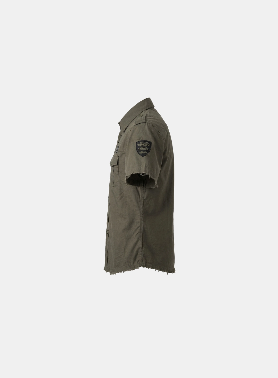 배드블러드 [w-sht26-014] Arc Epaulette Military Short Sleeve Shirt - Military Green 상품 이미지 2
