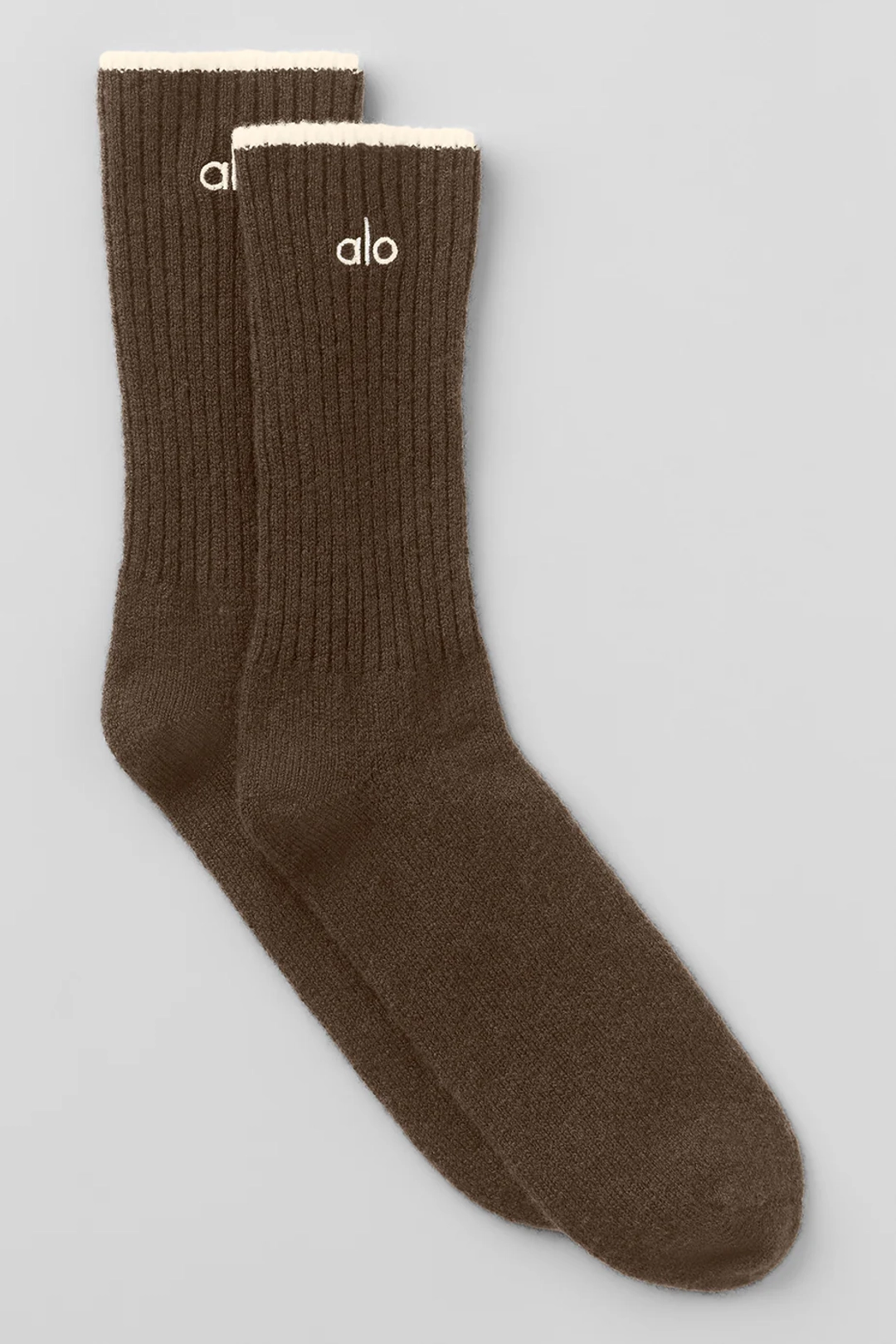 알로요가 Unisex Wool Cashmere Light Frosted Sock - Espresso Heather/Ivory 상품 이미지 1