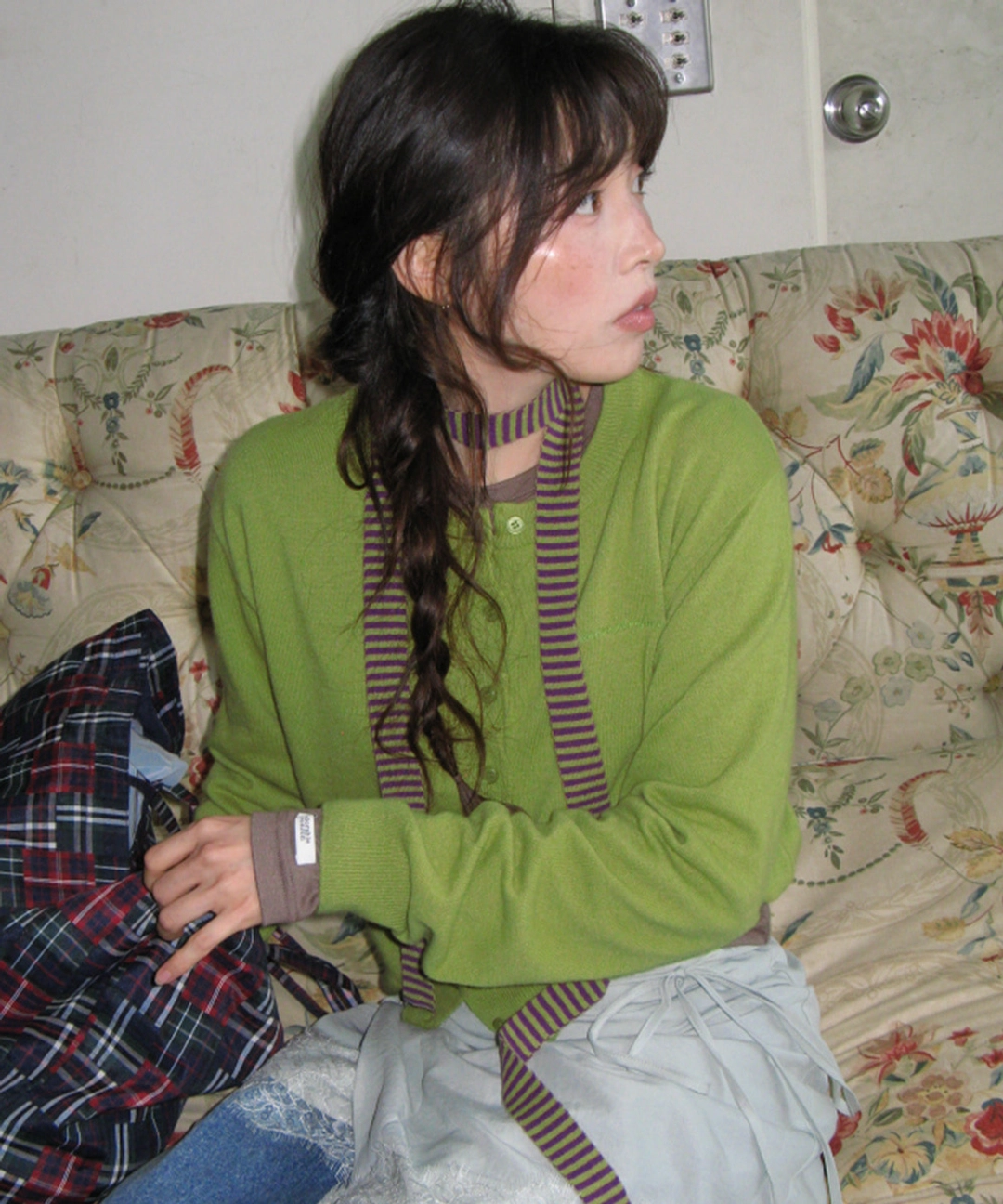 론론 BASIC WOOL ARCHIVE CARDIGAN OLIVE 상품 이미지 1
