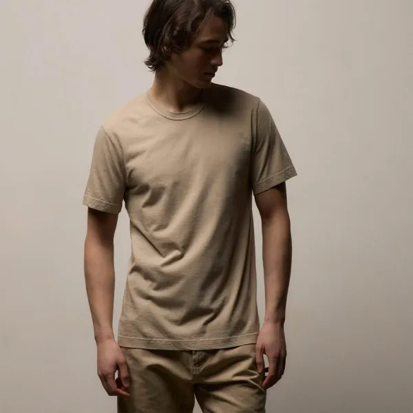 Short Sleeve Crew Neck - Light Khaki Pigment