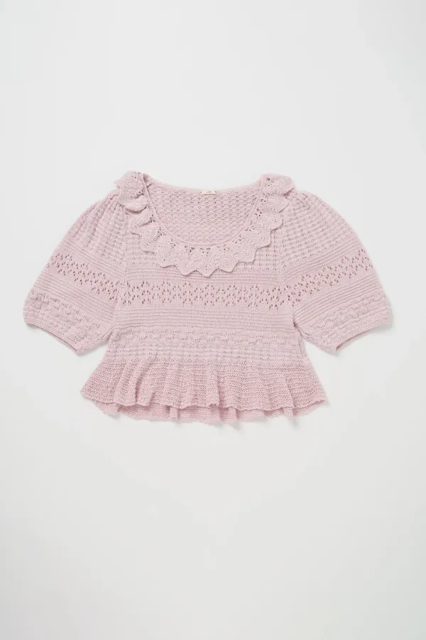 Via Helena frill knit top (Light pink)
