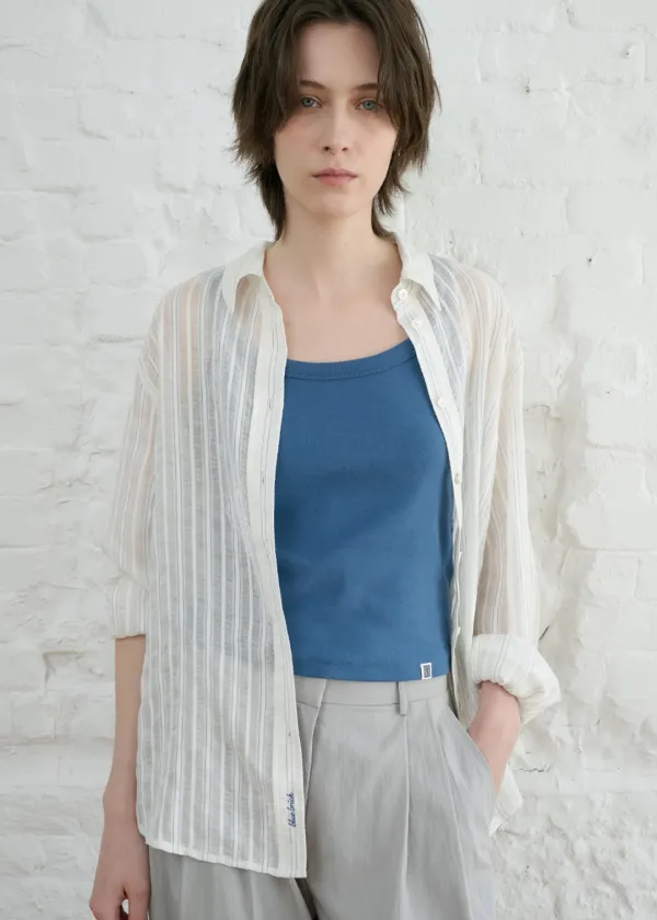 [exclusive] Watery stripe shirt (ivory)