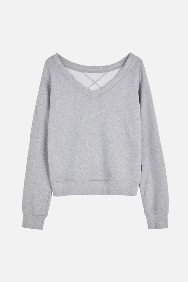 Stitch Boat Neck Top _ Gray