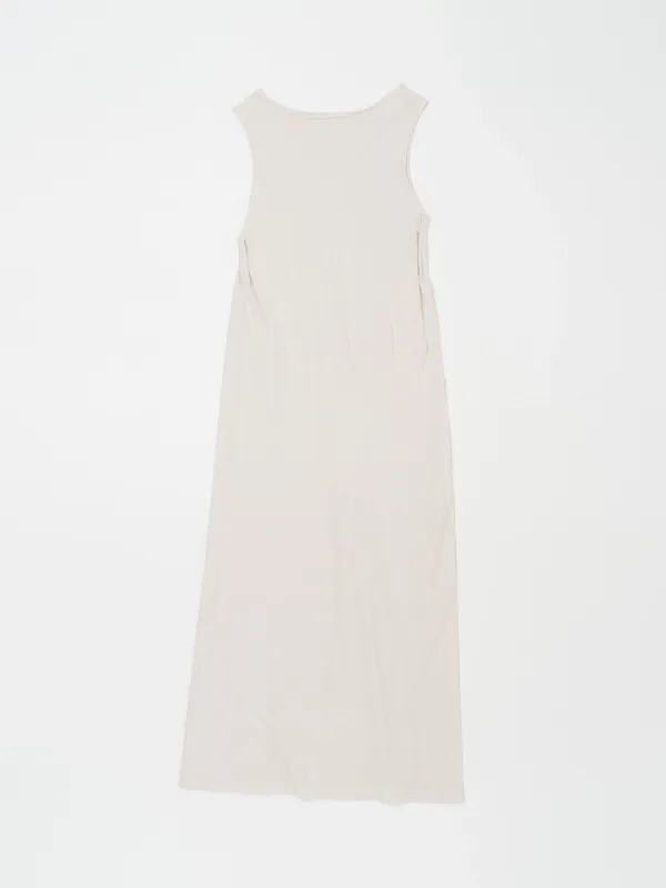 RAW MAXI SLEEVELESS DRESS IN ECRU