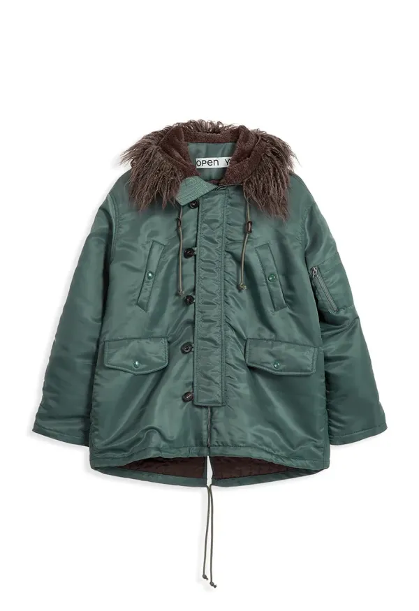 OVERSIZED FAUX FUR HOOD PARKA, KHAKI