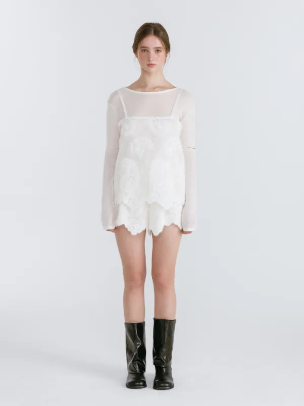 PAISLEY SEE-THROUGH SHORTS / IVORY