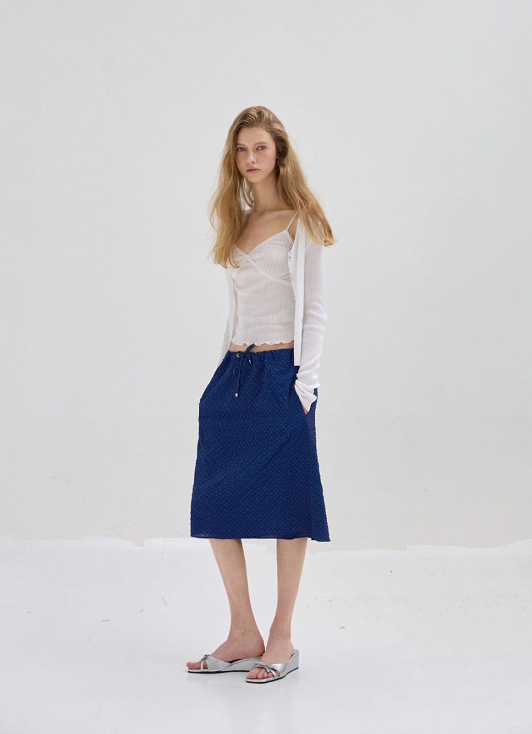 오디에스 Dot Midi Skirt (Blue) 상품 이미지 2