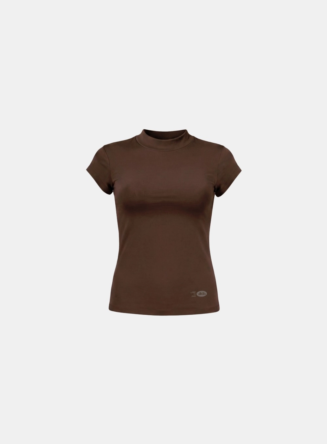 배드블러드 [w-tee26-112] Everyday Mock-Neck Short Sleeve T-Shirt - Brown 상품 이미지 1