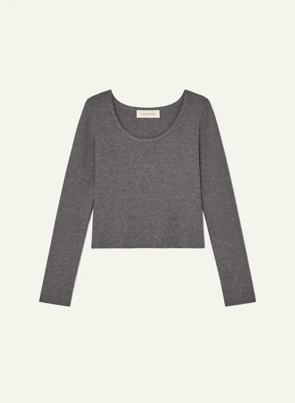 Round Sweater Melange Gray