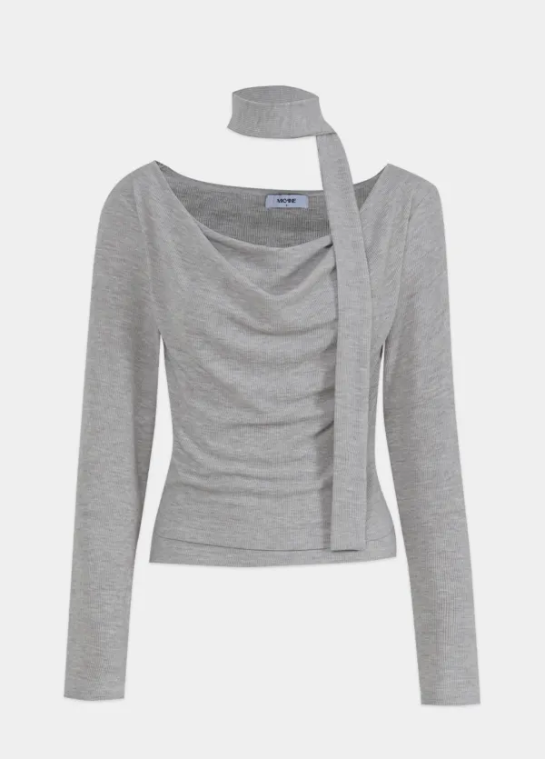  [44-120]  Caley Neck Hool Detail T-shirt  케일리 넥 훌 디테일 티셔츠 (봄-가을-클래식룩-데일리룩-셋업-텐션-훌디테일-타이포인트-두겹레이어드-빅사이즈-자체제작) 