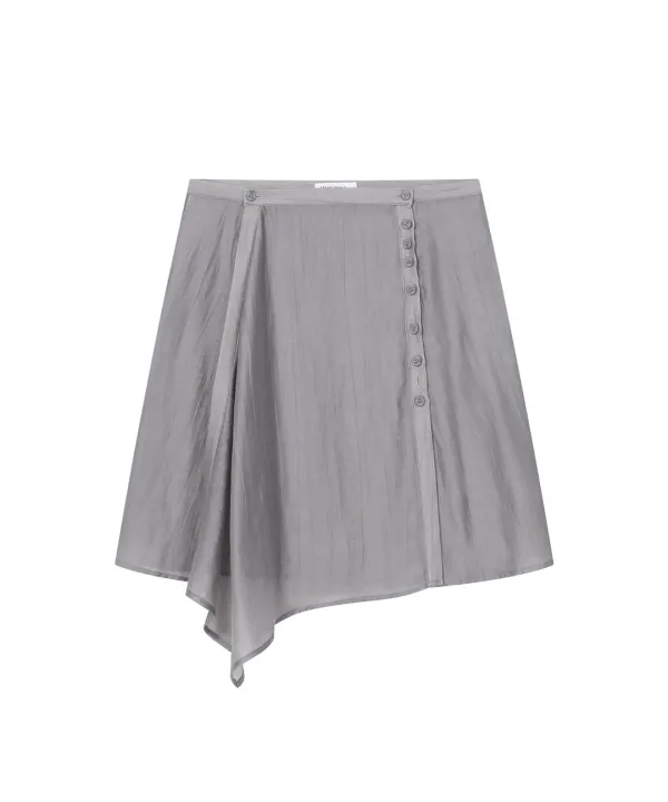 Button layered wrap skirt GREY