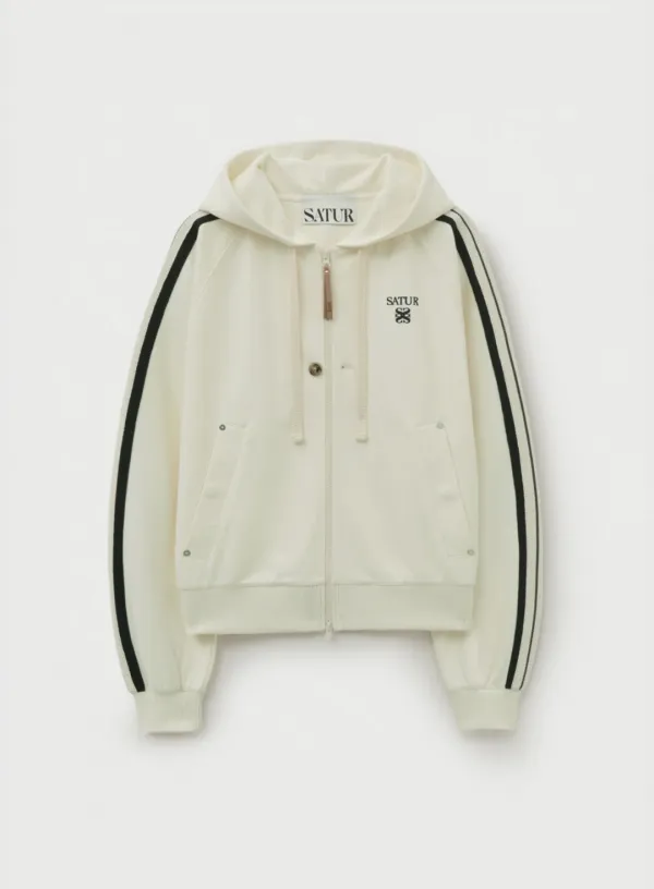[RIIZE\'s Pick] Lawton Loose Fit Hood Zip-up - Cream Black