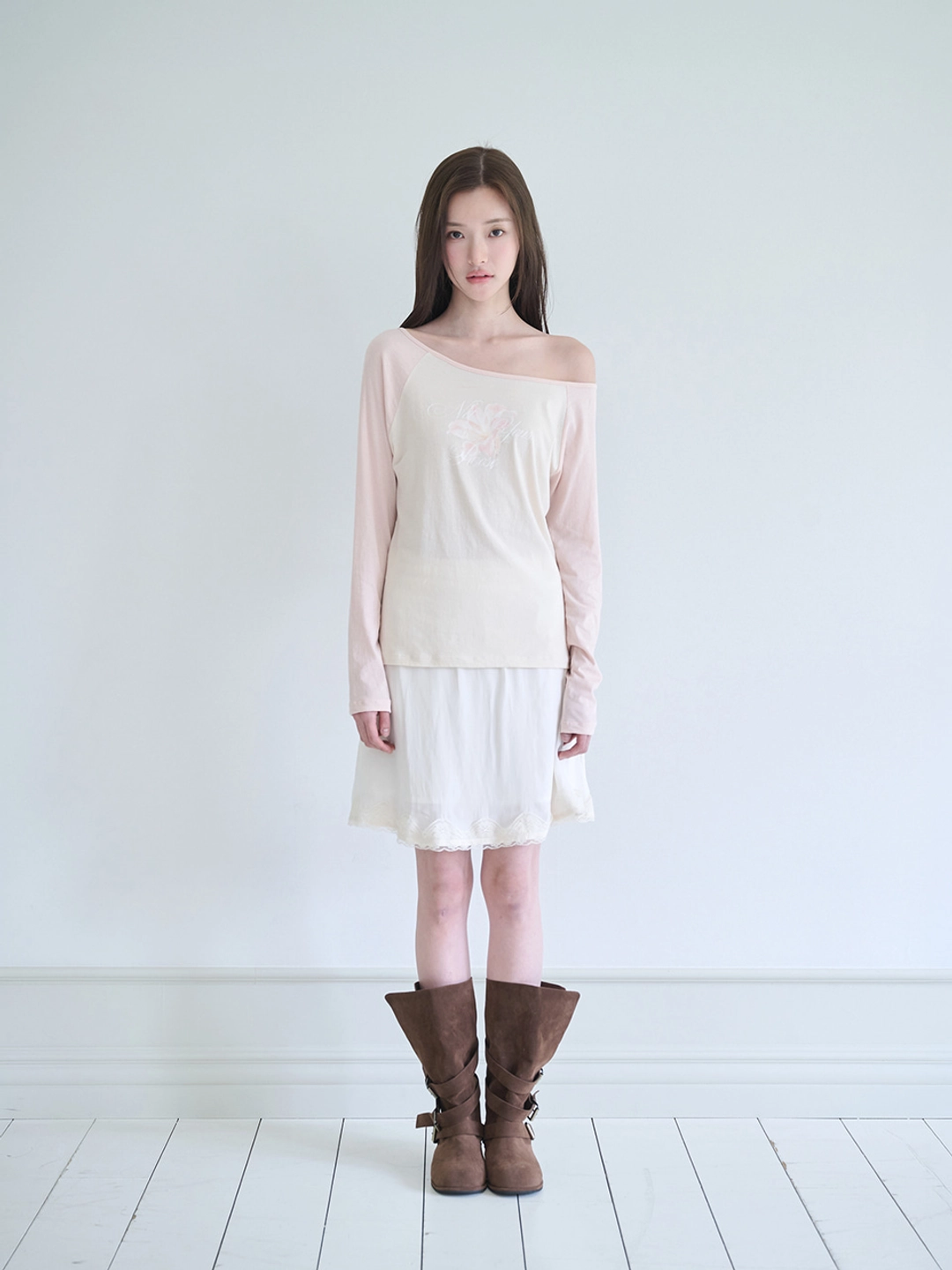 낫유어로즈 Lily one shoulder long sleeve (Pink) 상품 이미지 2
