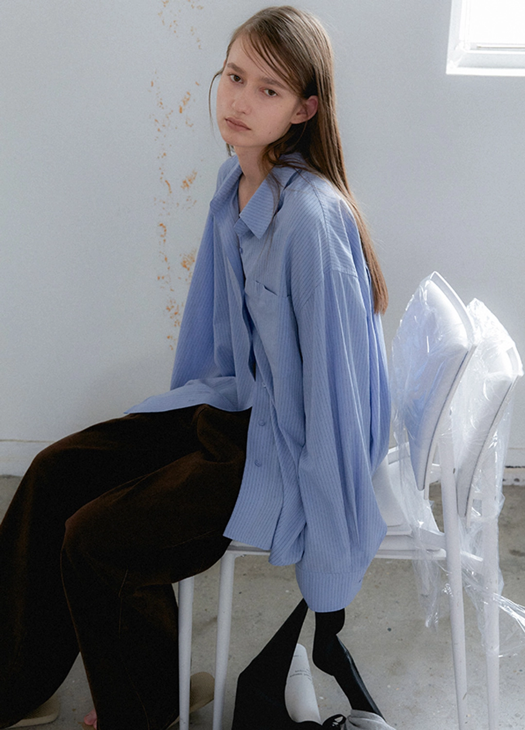 아뜰리에 나인 (BL-4443)AN STRIPE OVERSIZED SHIRT 상품 이미지 2
