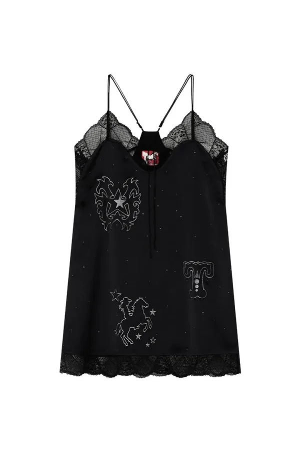 HOTFIX MINI SLIP DRESS (BLACK)
