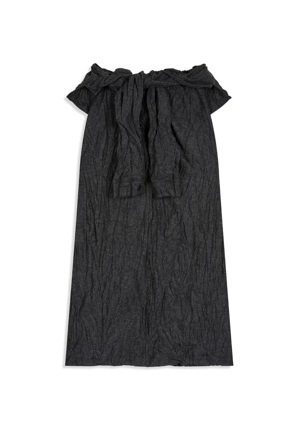 CRINKLED SHIRT MAXI SKIRT, CHARCOAL