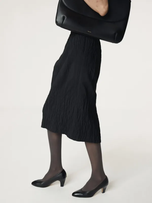 WAVE JACQUARD BANDING SKIRT (BLACK)