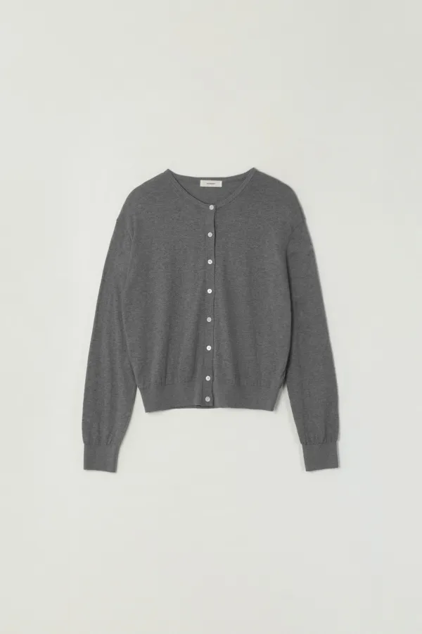 CLARA COTTON SILK CARDIGAN_GRAY