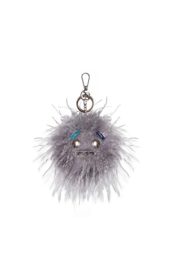 ODDBALL FUR KEYRING IN GREY