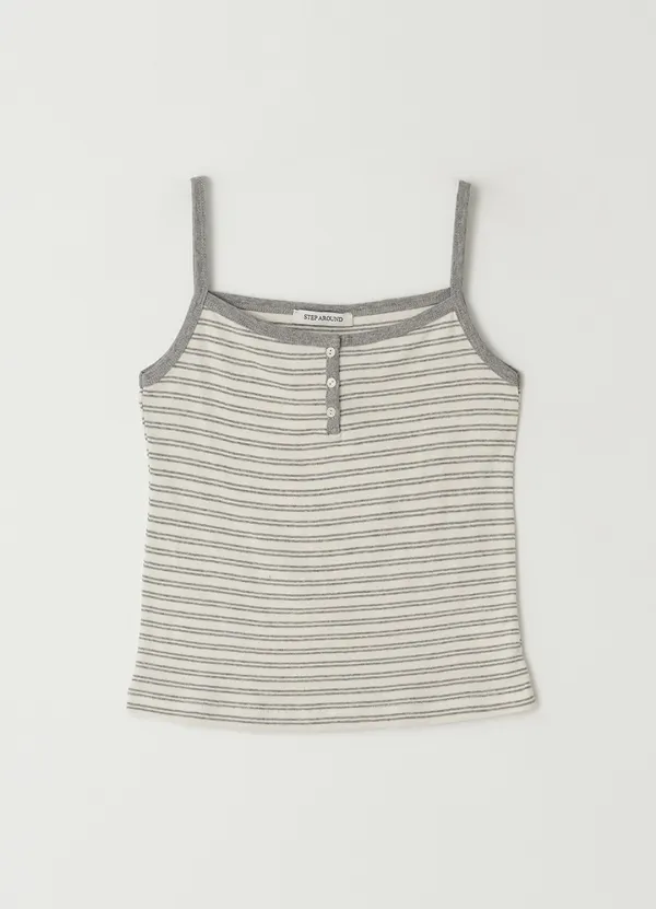 Soft stripe sleeveless top_GREY