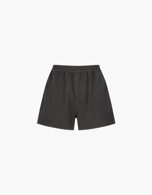 cotton washing banding shorts - dark brown